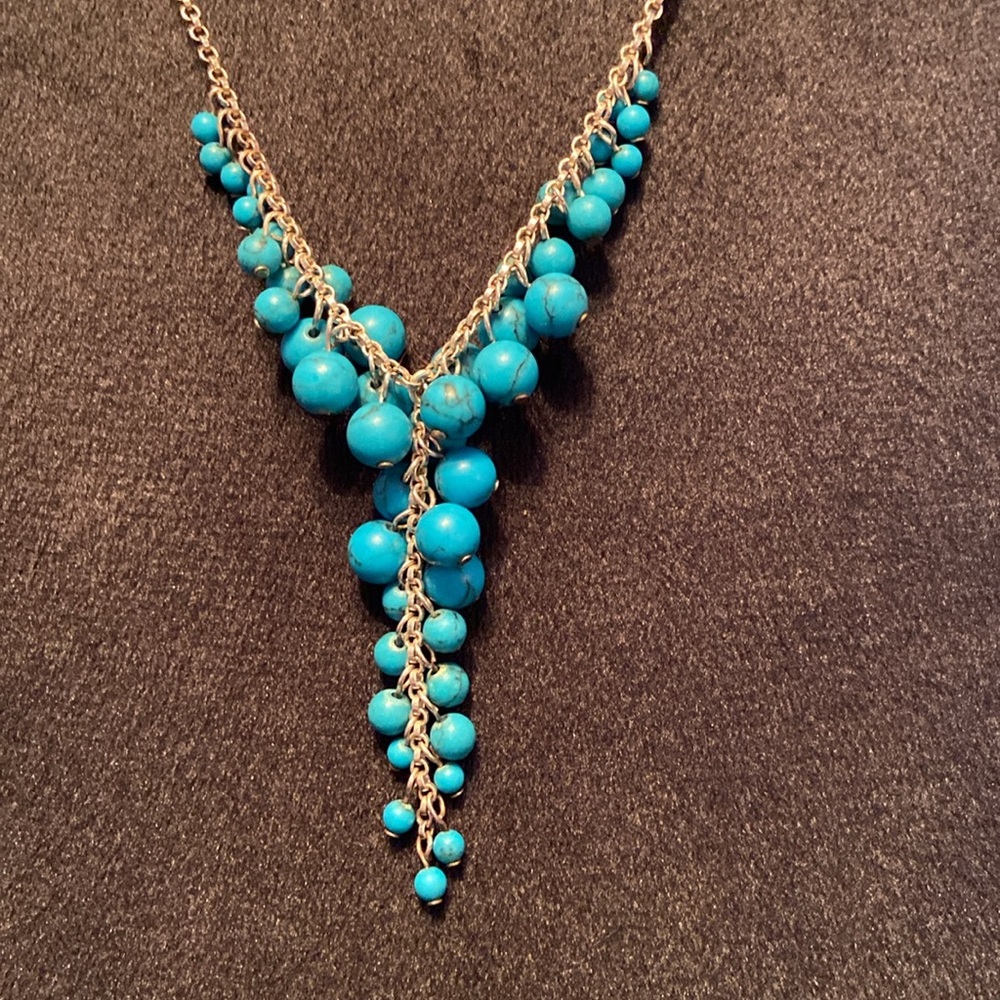 Sterling silver turquoise beaded necklace